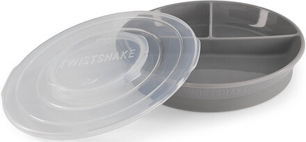 Twistshake Divided Plate 6+M Pastel Grey Home Meal Time Plates & Bowls Plates Grå Twistshake*Betinget Tilbud