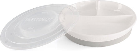 Twistshake Divided Plate 6+M Pastel Grey Home Meal Time Plates & Bowls Plates Hvit Twistshake*Betinget Tilbud