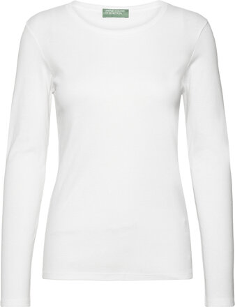 Long Sleeves T-Shirt T-shirts & Tops Long-sleeved Hvit United Colors Of Benetton*Betinget Tilbud