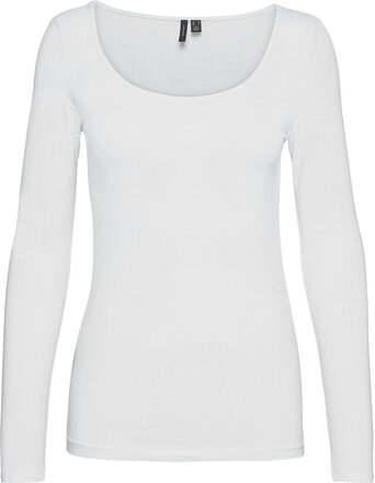 Vmmaxi My Ls Soft Uneck Ga T-shirts & Tops Long-sleeved Hvit Vero Moda*Betinget Tilbud