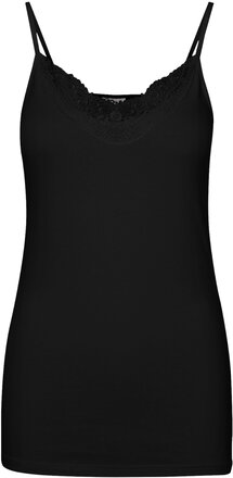 Vminge Lace Singlet T-shirts & Tops Sleeveless Svart Vero Moda*Betinget Tilbud