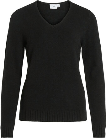 Viril V-Neck L/S Knit Top Tops Knitwear Jumpers Black Vila