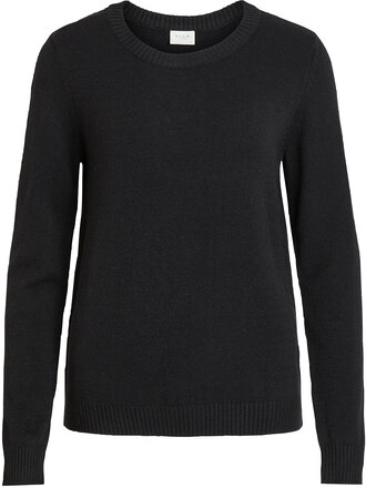 Viril O-Neck L/S Knit Top - Noos Pullover Svart Vila*Betinget Tilbud