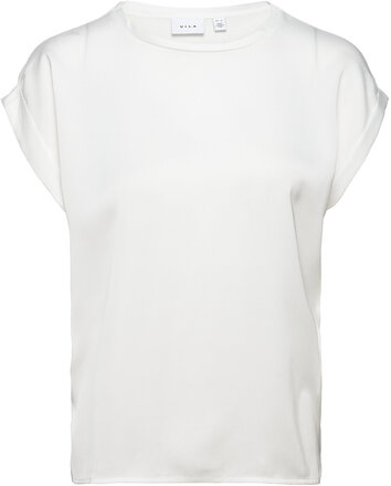 Viellette S/S Satin Top - Noos Tops T-shirts & Tops Short-sleeved White Vila
