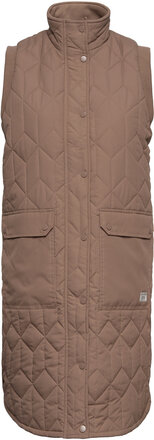 Beah W Long Quilted Vest Vests Quilted Vests Brown Weather Report