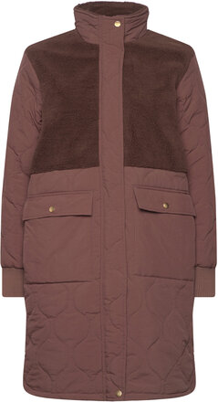 Hollie W Long Quilted Jacket Kviltad Jacka Brown Weather Report