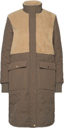 Hollie W Long Quilted Jacket Kviltad Jacka Brown Weather Report