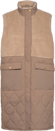 Hollie W Long Quilted Vest Vests Quilted Vests Beige Weather Report*Betinget Tilbud