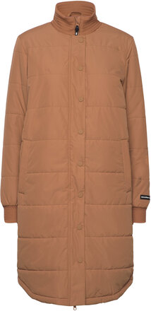 Cassidy W Long Puffer Jacket Fodrad Rock Brown Weather Report