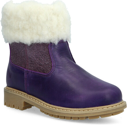 Timian Wool Top Boot Vinterstövlar Pull On Purple Wheat