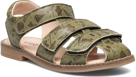 Addison Aop Sandal Shoes Summer Shoes Sandals Green Wheat