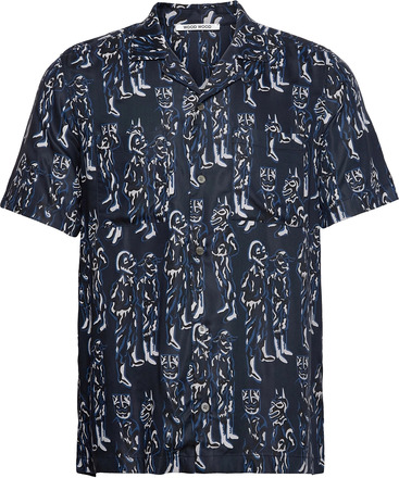 Brandon Jc Drapy Twill Shirt Kortermet Skjorte Multi/mønstret Wood Wood*Betinget Tilbud