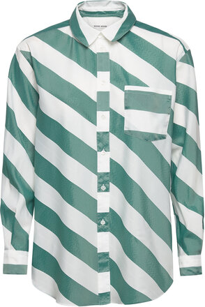 Arianna Sheer Stripe Shirt Tops Shirts Long-sleeved Multi/patterned Wood Wood