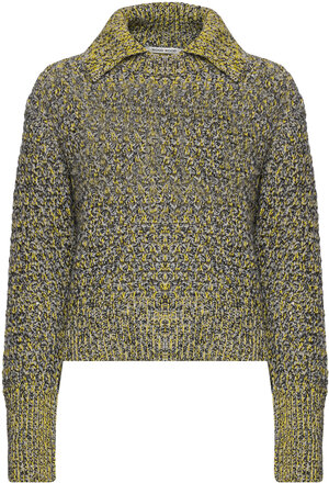 Terrie Moulinere Crew Neck Tops Knitwear Jumpers Yellow Wood Wood
