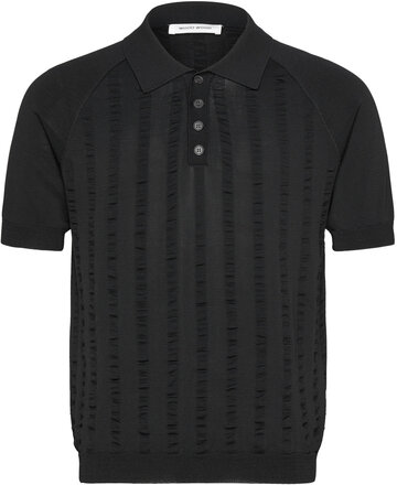 Troy Polo Knit Ss Designers Knitwear Short Sleeve Knitted Polos Black Wood Wood