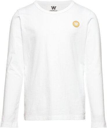 Kim Kids Long Sleeve Tops T-shirts Long-sleeved T-Skjorte White Wood Wood