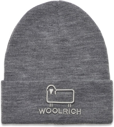 Unisex Logo Beanie Accessories Headwear Hats Winter Hats Grå WOOLRICH*Betinget Tilbud