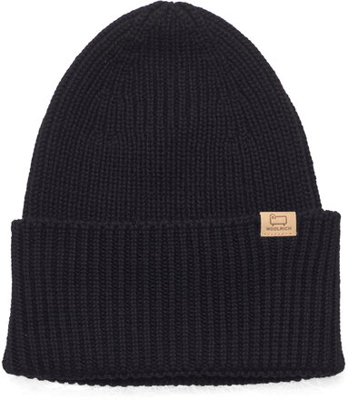 Merino Wool Ribbed Beanie Accessories Headwear Beanies Svart WOOLRICH*Betinget Tilbud