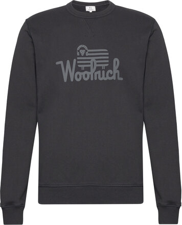 Organic Cotton Sweatshirt Sweat-shirt Genser Svart WOOLRICH*Betinget Tilbud