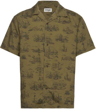 Ss Resort Shirt Tops Shirts Short-sleeved Green Wrangler