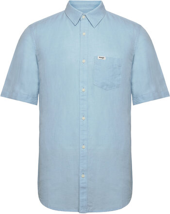 Ss 1 Pkt Shirt Tops Shirts Short-sleeved Blue Wrangler