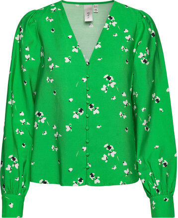 Yasdasla Ls V-Neck Shirt S. Tops Blouses Long-sleeved Green YAS