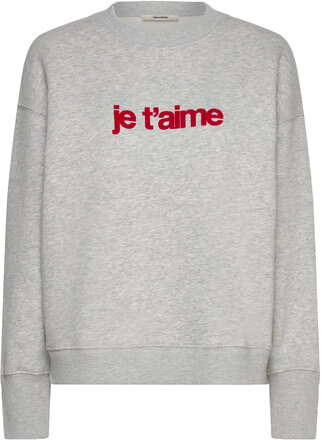 Oscar Pmo Je T Aime Floc Designers Sweat-shirts & Hoodies Sweat-shirts Grey Zadig & Voltaire