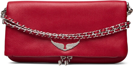 Rock Grained Leather Designers Clutches Red Zadig & Voltaire