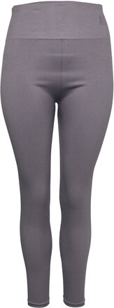 Amy, Seamless, Rib Tights Running/training Tights Seamless Tights Grå Zizzi*Betinget Tilbud