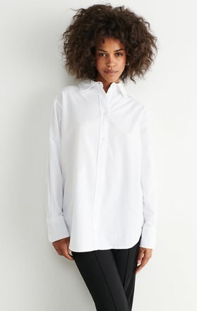 Gina Tricot - Oversized oxford shirt - skjortor - White - L - Female