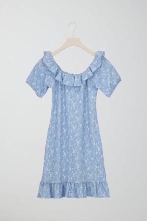 Gina Tricot - Y off shoulder dress - young-dresses - Blue - 158/164 - Female