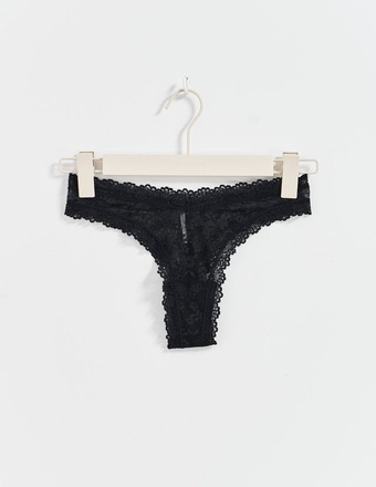 Gina Tricot - Shaped lace thong - Truser - Black - S - Female
