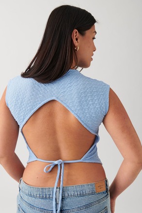 Gina Tricot - Open back top - toppar - Blue - XL - Female