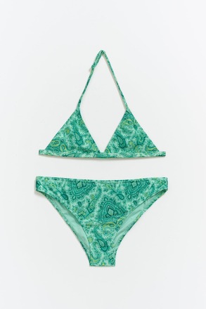 Gina Tricot - Y triangle bikini set - young-swimwear - Green - 158/164 - Female