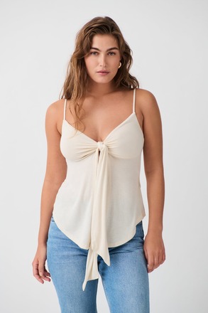 Gina Tricot - Tie singlet - Topit - Beige - M - Female