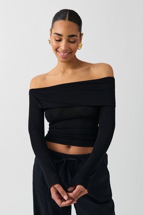 Gina Tricot - Off shoulder top - off shoulder-toppar - Black - S - Female