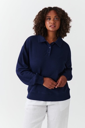 Gina Tricot - Collar sweater - tröjor - Blue - L - Female