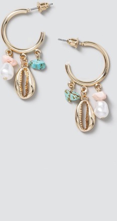 Shell & Pearl Drop Hoop Earrings