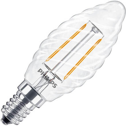 Philips | LED Kaarslamp gedraaid | Kleine fitting E14 | 2,3W (vervangt 25W)