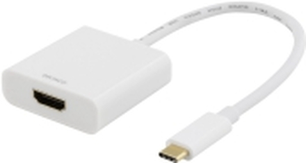 DELTACO USBC-HDMI7 - Ekstern videoadapter - USB-C - HDMI - hvit