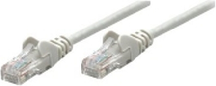 Intellinet Network Patch Cable, Cat6, 0.25m, Grey, CCA, U/UTP, PVC, RJ45, Gold Plated Contacts, Snagless, Booted, Lifetime Warranty, Polybag - Nettverkskabel - RJ-45 (hann) til RJ-45 (hann) - 25 cm - UTP - CAT 6 - formstøpt, uten hindringer - grå
