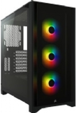 Corsair iCUE 4000X RGB – Miditower - ATX - ingen strømforsyning - Sort - USB/Lyd