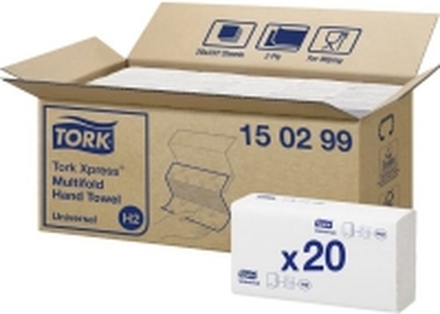 Håndklædeark Tork Xpress® Universal H2, 150299, 2-lags, pakke a 20 x 237 stk.