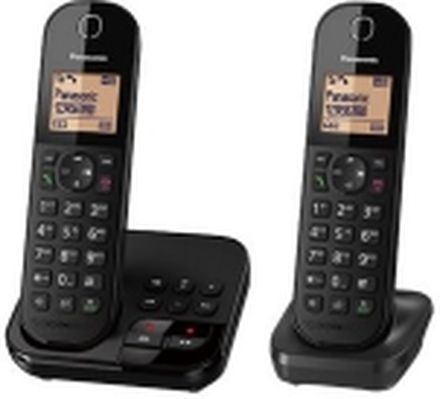 Panasonic KX-TGC422G - Trådløs telefon - svarersystem med anrops-ID - DECT - svart + ekstra håndsett