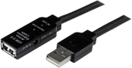 StarTech.com 10m USB 2.0 Active Extension Cable M/F - 10 meter USB 2.0 Repeater / Extender Cable USB A (M) to USB A (F) 10 m Black - 3 ft (USB2AAEXT10M) - USB-forlengelseskabel - USB (hunn) til USB (hann) - USB 2.0 - 10 m - aktiv - svart - for P/N: LTUB1M