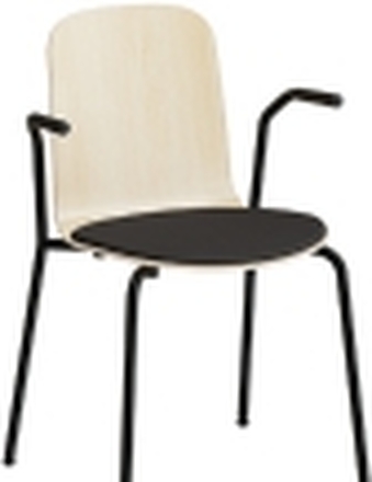Stol Add 5901 birk laminat, polstret sæde i alugrå tekstil, alugrå stel