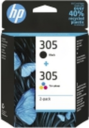 HP 305 - 2-pack - svart, farge (cyan, magenta, gul) - original - blekkpatron - for Deskjet 23XX, 27XX, 28XX, 41XX, 42XX DeskJet Plus 41XX ENVY 60XX, 64XX ENVY Pro 64XX