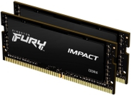 Kingston FURY Impact - DDR4 - sett - 64 GB: 2 x 32 GB - SO DIMM 260-pin - 3200 MHz / PC4-25600 - CL20 - 1.2 V - ikke-bufret - ikke-ECC - svart
