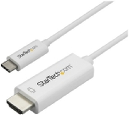 StarTech.com 10ft (3m) USB C to HDMI Cable, 4K 60Hz USB Type C to HDMI 2.0 Video Adapter Cable, Thunderbolt 3 Compatible, Laptop to HDMI Monitor/Display, DP 1.2 Alt Mode HBR2 Cable, White - 4K USB-C Video Cable (CDP2HD3MWNL) - Ekstern videoadapter - VL100