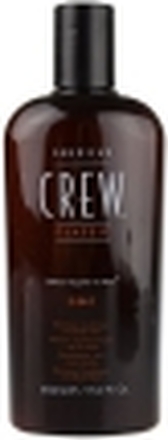 American Crew 3-in-1, Menn, Ikke-profesjonelle, 3-i-1: Shampoo, balsam og dusjgel, 450 ml, Revitalisering, Shine (lys), Mykgjører, Flaske
